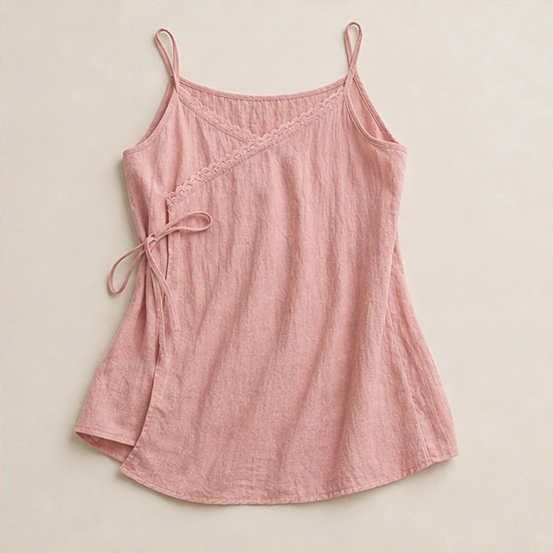 Riva Linen Camisole Tank Top - Pink - women's tank top - Michael Verde - Image 2