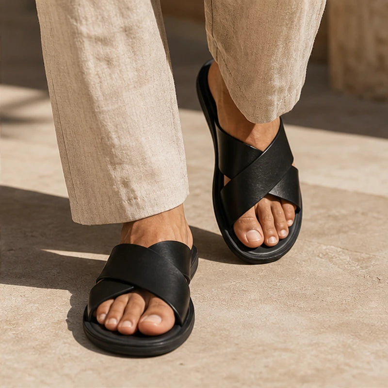 Riviera Leather Sandals - Black - leather sandals - Michael Verde - Image 3
