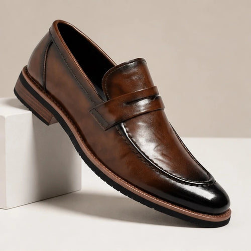 Alden Italian Leather Penny Loafer - Brown - Shoes - Michael Verde - Image 1