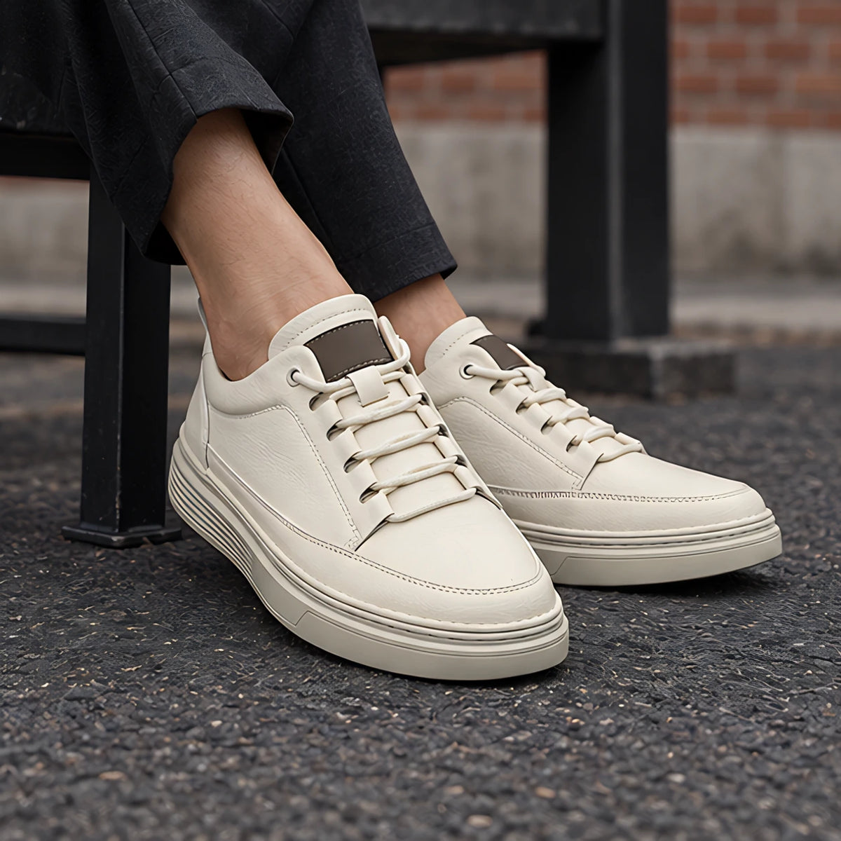 Alderic Men's Leather Dress Sneakers - White - Sneakers - Michael Verde - Image 2