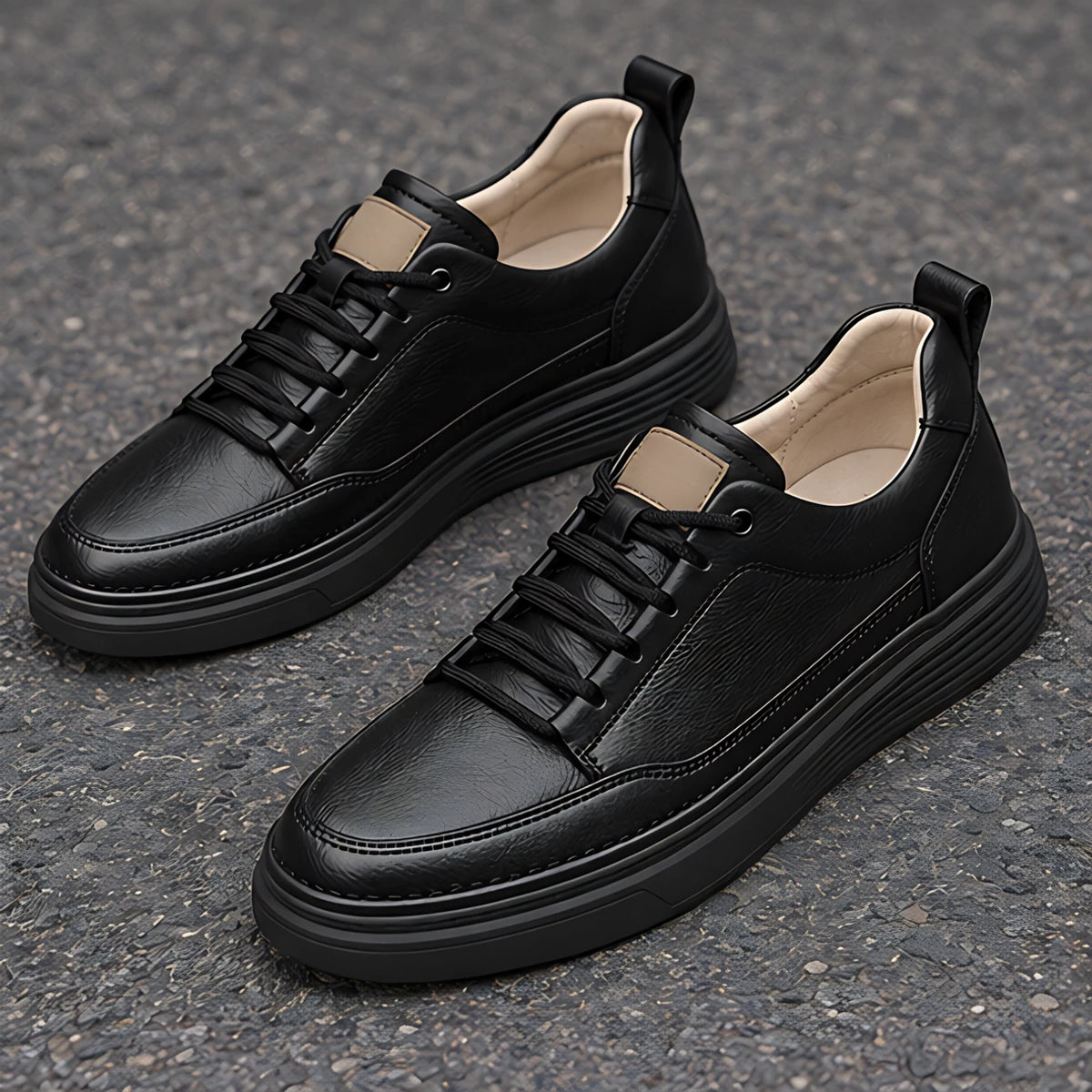 Alderic Men's Leather Dress Sneakers - Onyx - Men's Footwear > Sneakers > Dress Sneakers - Michael Verde - Image 3