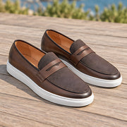 Aldric Men's Suede Penny Loafers - Brown - footwear - Michael Verde - Image 3