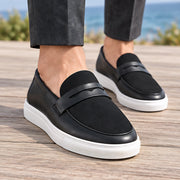 Aldric Men's Suede Penny Loafers - Black - Men's Footwear > Loafers > Penny Loafers - Michael Verde - Image 1