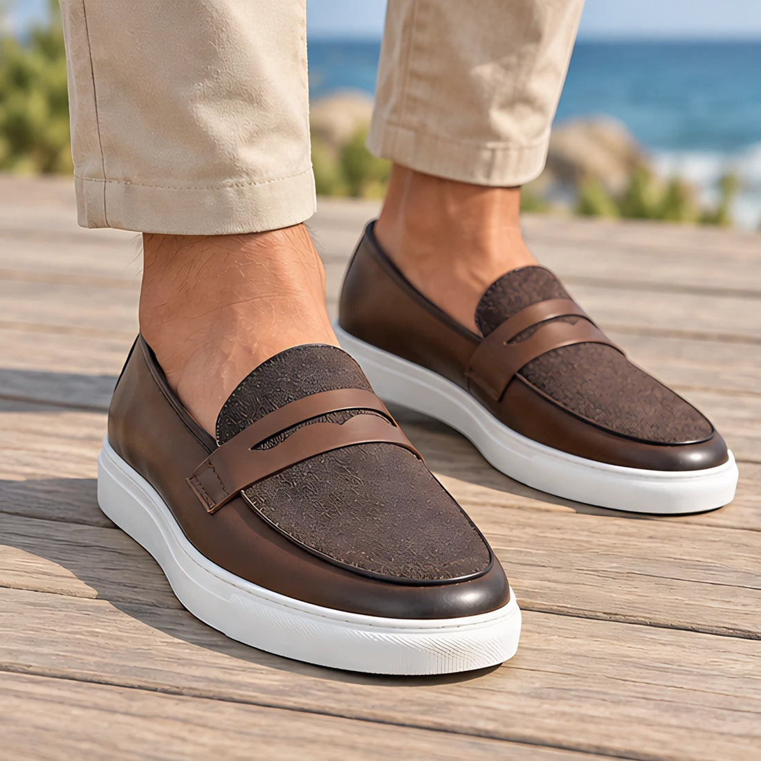 Aldric Men's Suede Penny Loafers - Brown - Men's Footwear > Loafers > Penny Loafers - Michael Verde - Image 1