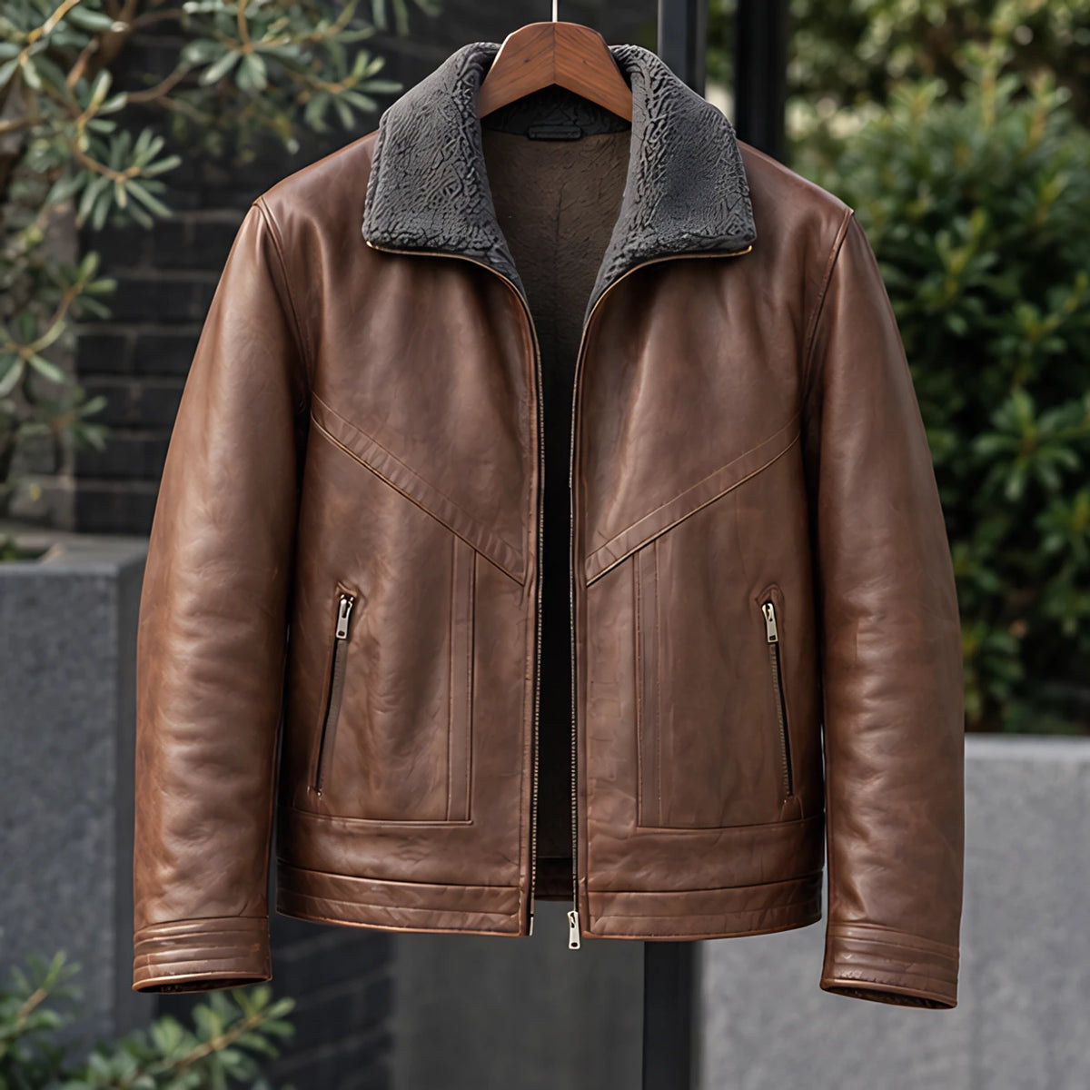 Alton Men's Sherpa-Collar Zip Jacket - Heritage Brown - Casual Jacket - Michael Verde - Image 3