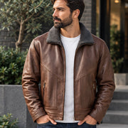 Alton Men's Sherpa-Collar Zip Jacket - Heritage Brown - Men's Clothing > Outerwear > Sherpa Collar Jackets - Michael Verde - Image 1