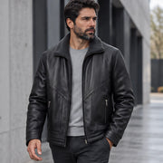 Alton Men's Sherpa-Collar Zip Jacket - Classic Black - Brown Jacket - Michael Verde - Image 2