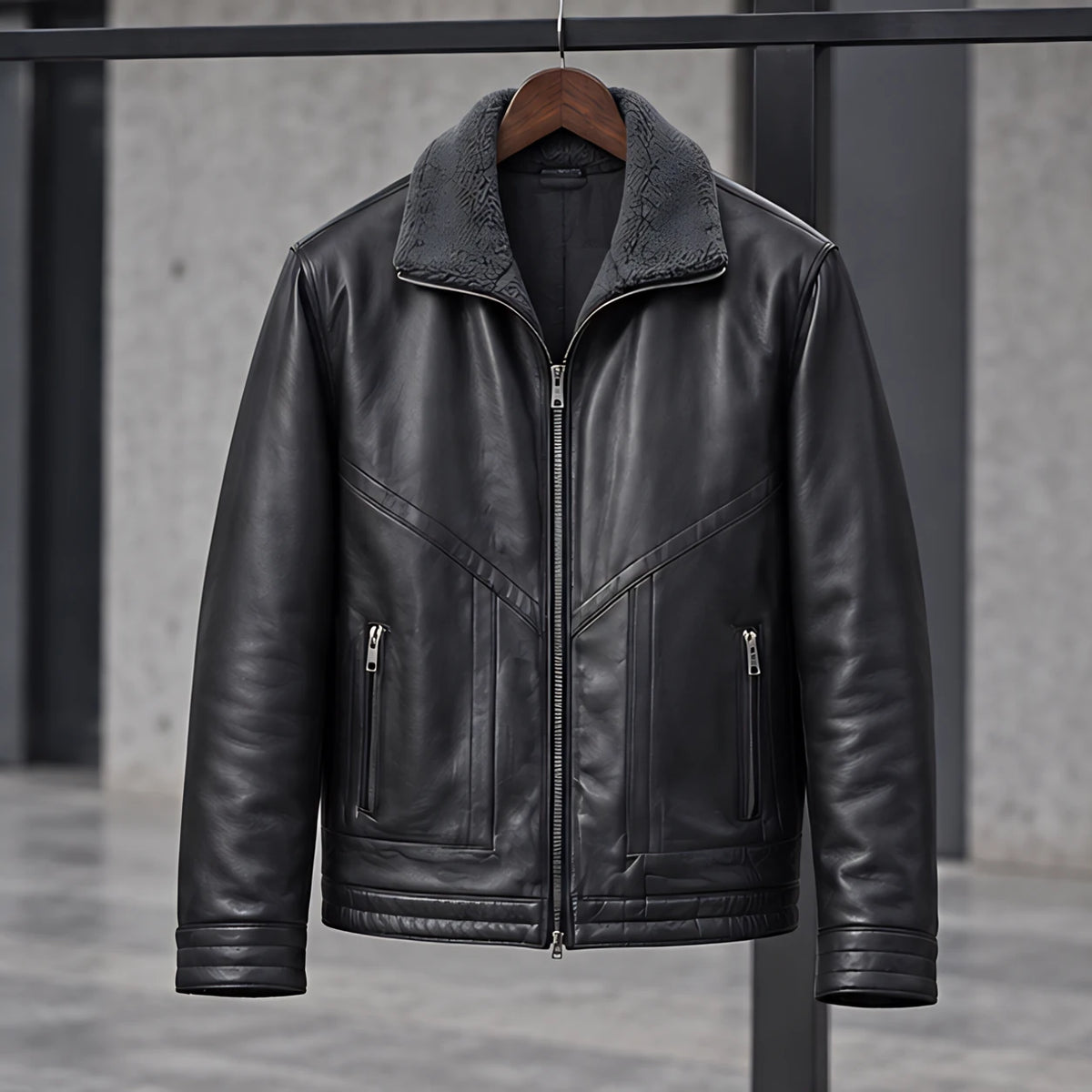 Alton Men's Sherpa-Collar Zip Jacket - Classic Black - Casual Jacket - Michael Verde - Image 3