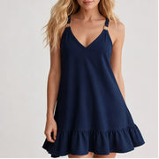 Arrabella V-Neck Mini Dress - Blue - v-neck mini dress - Michael Verde - Image 2