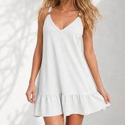 Arrabella V-Neck Mini Dress - White - vacation dress - Michael Verde - Image 5