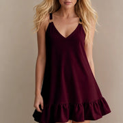 Arrabella V-Neck Mini Dress - Red - v-neck mini dress - Michael Verde - Image 2