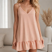 Arrabella V-Neck Mini Dress - Pink - ruffle hem dress - Michael Verde - Image 3