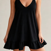 Arrabella V-Neck Mini Dress - Black - v-neck mini dress - Michael Verde - Image 2