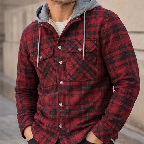 Ashbourne Sherpa-Lined Hooded Jacket - Red - Men's Clothing > Outerwear > Shirt Jackets - Michael Verde - Image 1