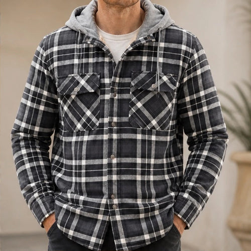 Ashbourne Sherpa-Lined Hooded Jacket - Gray - Men's Clothing > Outerwear > Shirt Jackets - Michael Verde - Image 1