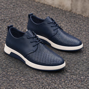Auberon Men's Perforated Lace-Up Sneakers - Blue - Comfort Shoes - Michael Verde - Image 3