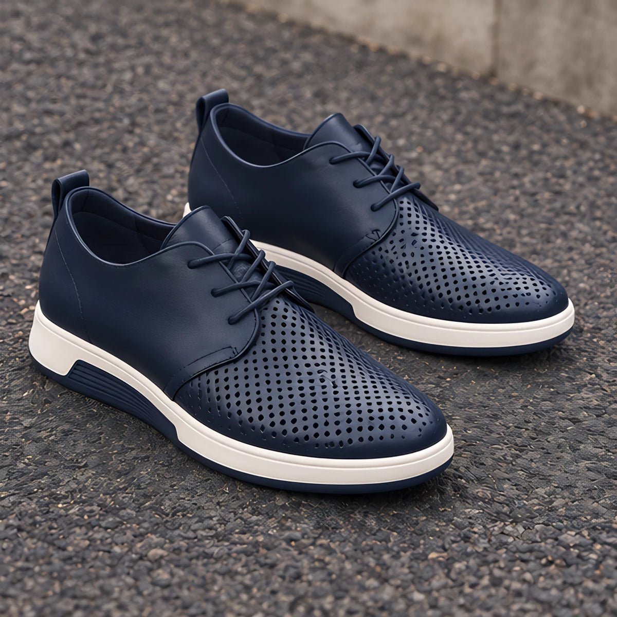 Auberon Men's Perforated Lace-Up Sneakers - Blue - Comfort Shoes - Michael Verde - Image 3