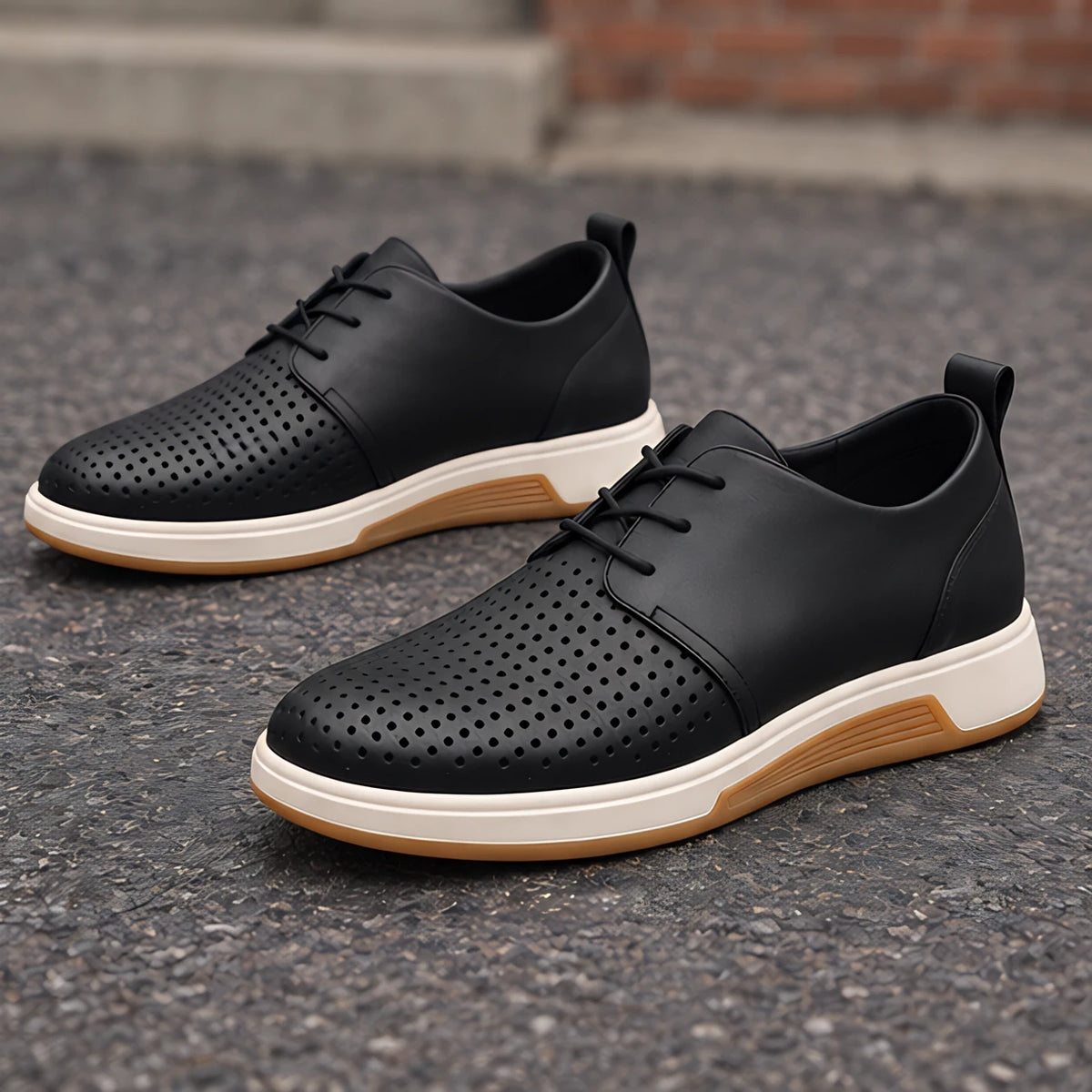 Auberon Men's Perforated Lace-Up Sneakers - Black - Comfort Shoes - Michael Verde - Image 3