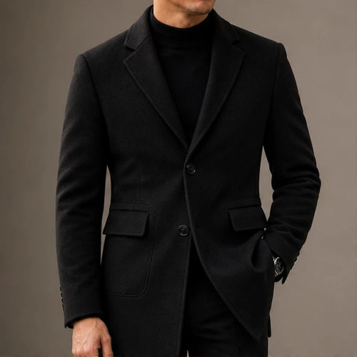 Aurelian Textured Two-Button Coat - Black - Men's Clothing > Outerwear > Coats - Michael Verde - Image 2