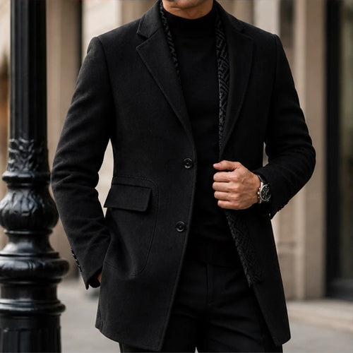 Aurelian Textured Two-Button Coat - Black - Men's Clothing > Outerwear > Coats - Michael Verde - Image 1