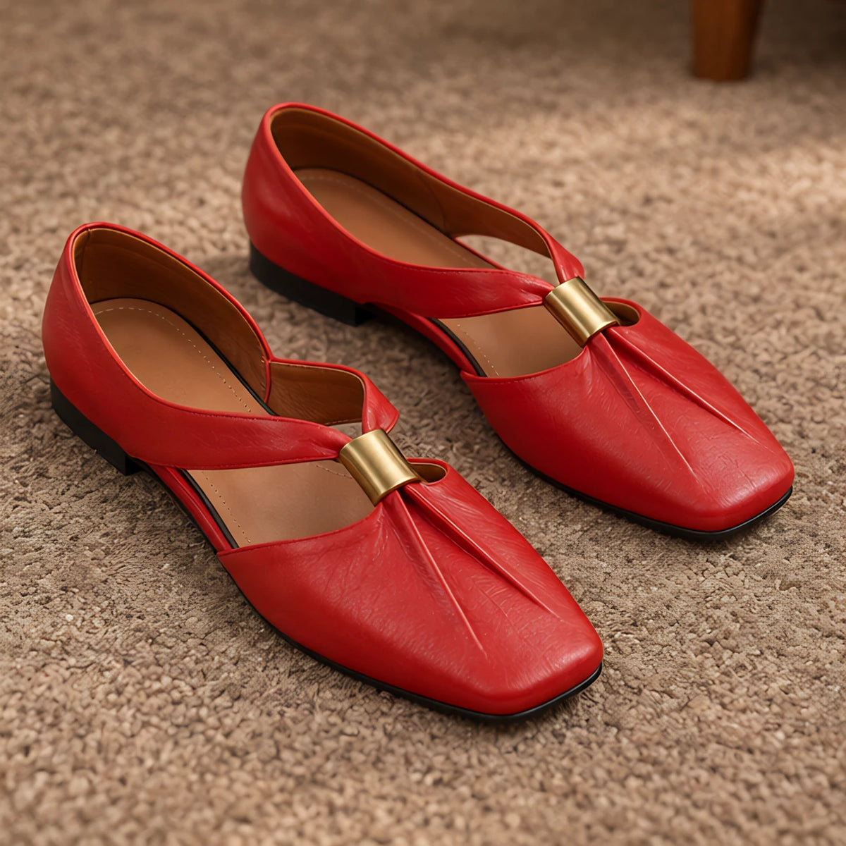 Aurelis Women's Square-Toe Leather Mule Flats - Crimson - women's footwear - Michael Verde - Image 4