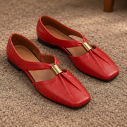 Aurelis Women's Square-Toe Leather Mule Flats - Crimson - women's footwear - Michael Verde - Image 4