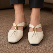 Aurelis Women's Square-Toe Leather Mule Flats - Pearl - female - Michael Verde - Image 3