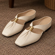 Aurelis Women's Square-Toe Leather Mule Flats - Pearl - women's footwear - Michael Verde - Image 4