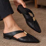 Aurelis Women's Square-Toe Leather Mule Flats - Charcoal - Footwear > Mules > Flat Mules - Michael Verde - Image 2