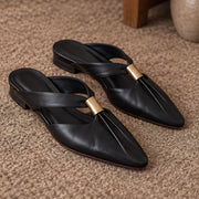 Aurelis Women's Square-Toe Leather Mule Flats - Charcoal - women's footwear - Michael Verde - Image 4