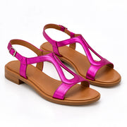 Avenoire Women's Sculpted T-Bar Slingback Sandals - Magenta - Catalog Group: Footwear - Michael Verde - Image 2