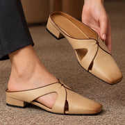 Aviera Women's Leather Cutout Square Toe Mule - Beige - Footwear > Mules > Square Toe Mules - Michael Verde - Image 2