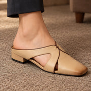 Aviera Women's Leather Cutout Square Toe Mule - Beige - Footwear > Mules > Square Toe Mules - Michael Verde - Image 1