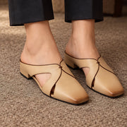 Aviera Women's Leather Cutout Square Toe Mule - Beige - female - Michael Verde - Image 3