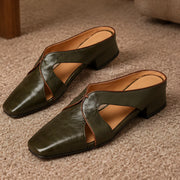 Aviera Women's Leather Cutout Square Toe Mule - Olive - female - Michael Verde - Image 3