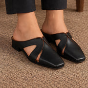 Aviera Women's Leather Cutout Square Toe Mule - Charcoal - female - Michael Verde - Image 3