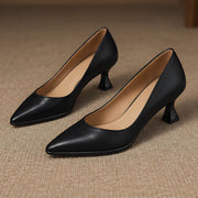 Beatrix Women's Leather Pointed-Toe Kitten Heel Pumps - Black - female - Michael Verde - Image 4