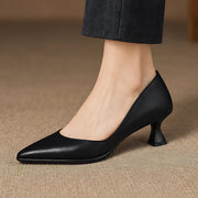 Beatrix Women's Leather Pointed-Toe Kitten Heel Pumps - Black - Women's Footwear > Heels > Pointed-Toe Kitten Heel Pumps - Michael Verde - Image 1