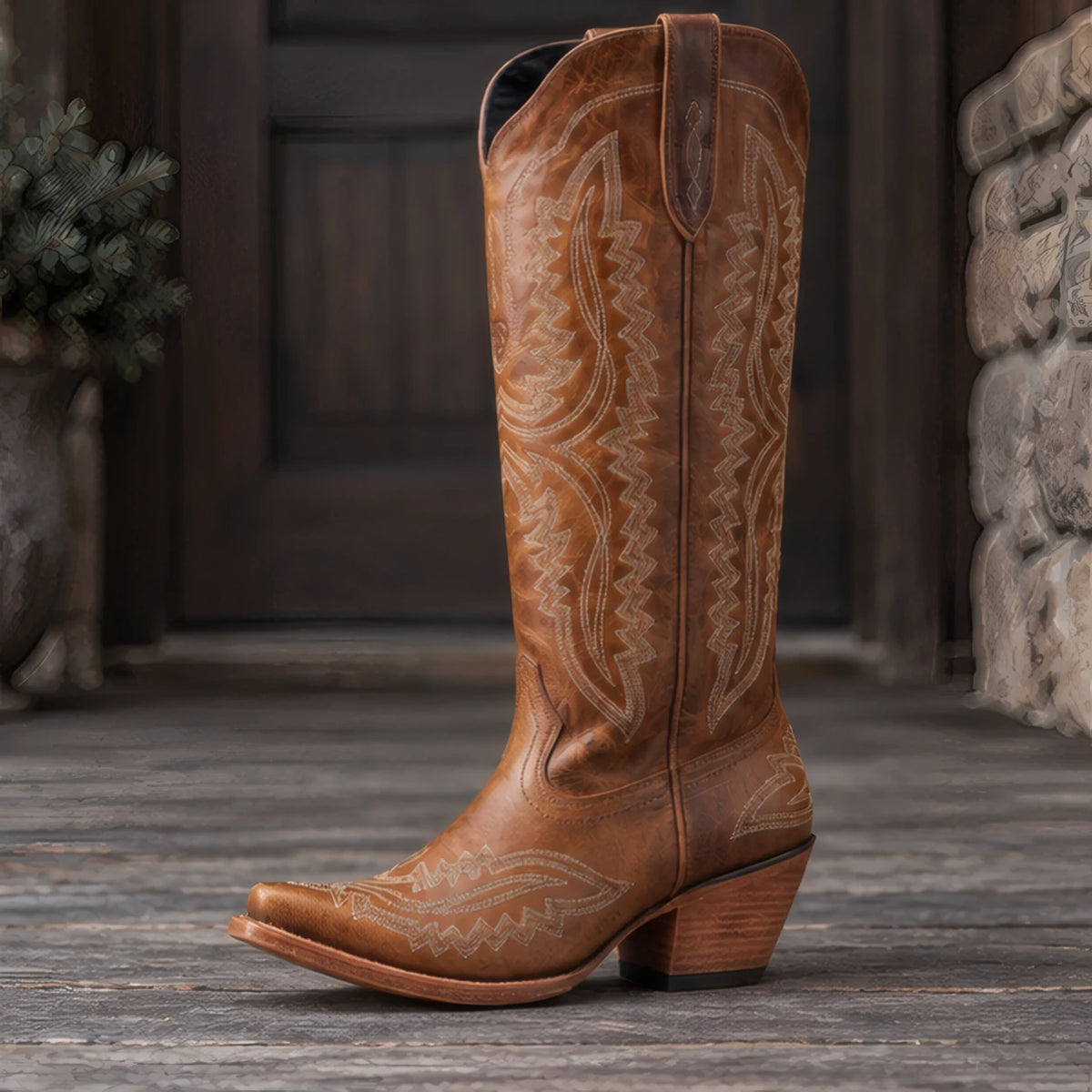 Bellcroft Women's Orthopedic Cowboy Boots with Western Stitching - Brown - female - Michael Verde - Image 4