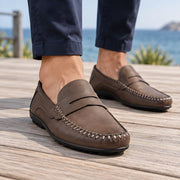 Bexford Men's Leather Moc-Toe Penny Loafers - Dark Brown - Men's Footwear > Loafers > Penny Loafers - Michael Verde - Image 1