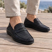 Bexford Men's Leather Moc-Toe Penny Loafers - Black - Men's Footwear > Loafers > Penny Loafers - Michael Verde - Image 1