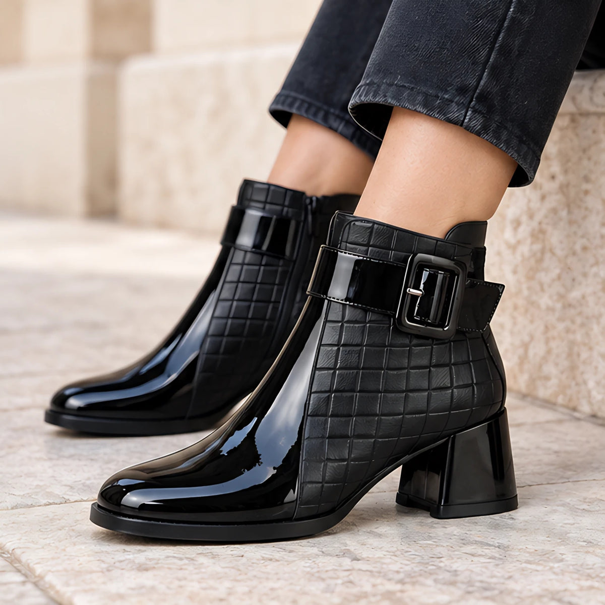 Blaire Women's Leather Quilted Ankle Boots - Black - Footwear - Michael Verde - Image 3