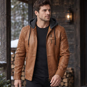 Blaise Men's Hooded Quilted-Sleeve Jacket - Vintage Brown - Casual Jacket - Michael Verde - Image 2