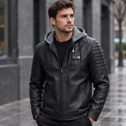 Blaise Men's Hooded Quilted-Sleeve Jacket - Classic Black - Men's Clothing > Outerwear > Hooded Jackets - Michael Verde - Image 1