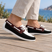 Brennan Men's Moc-Toe Boat Shoes - White/Black - Shoes - Michael Verde - Image 2