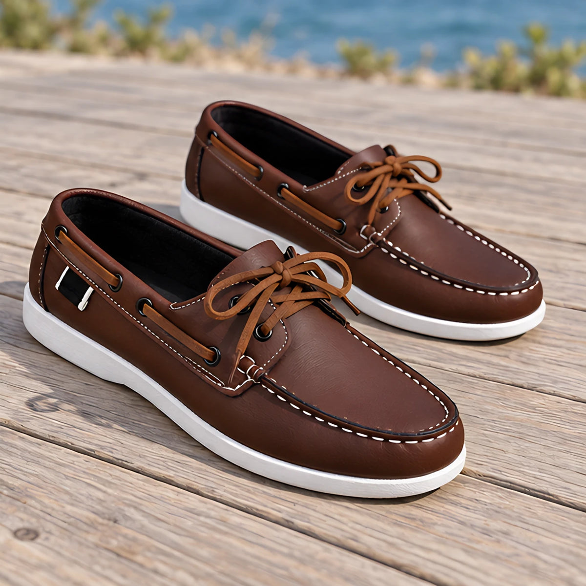Brennan Men's Moc-Toe Boat Shoes - Dark Brown - Men's Footwear > Casual Shoes > Boat Shoes - Michael Verde - Image 3