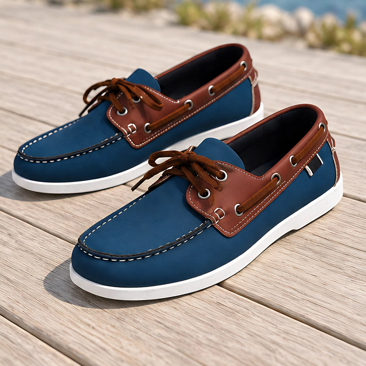 Brennan Men's Moc-Toe Boat Shoes - Blue - Men's Footwear > Casual Shoes > Boat Shoes - Michael Verde - Image 3