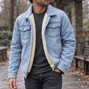 Byron Men's Classic Sherpa-Lined Denim Jacket - Light Blue - Button Front Jacket - Michael Verde - Image 2