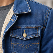 Byron Men's Classic Sherpa-Lined Denim Jacket - Dark Blue - Chest Pocket Jacket - Michael Verde - Image 4
