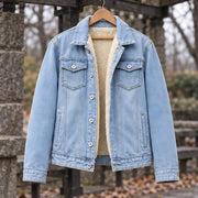 Byron Men's Classic Sherpa-Lined Denim Jacket - Light Blue - Casual Jacket - Michael Verde - Image 3